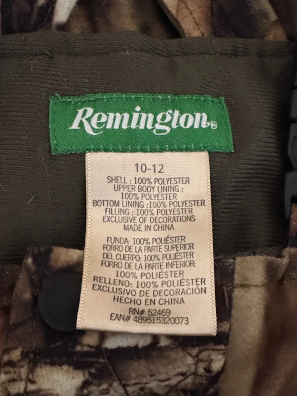 Remington Brown Green Camo Bib Overalls